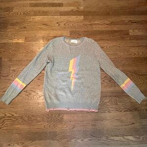 Gray Sweater with Lightning Bolt Design